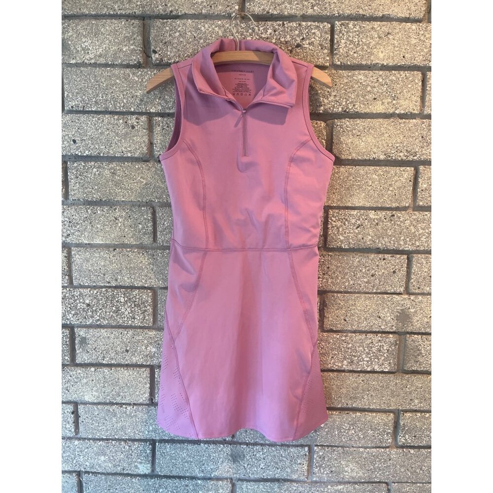 Sincerely Jules Active Pink Sleeveless Collared Athletic Dress W/ Zip Neck & Per
